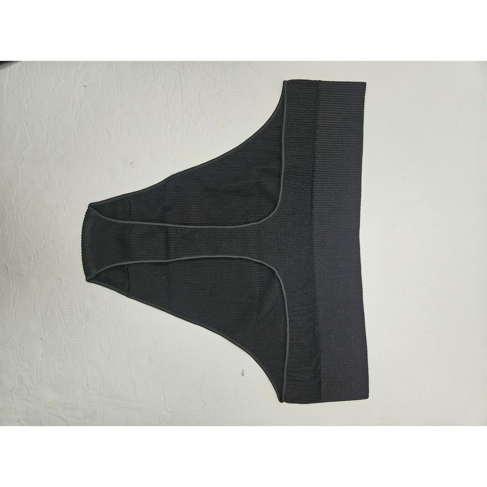 SKIMS Cotton Rib Thong Soot Dark Grey High Waisted Ribbed Underwear Size 4X/5X - Picture 3 of 6